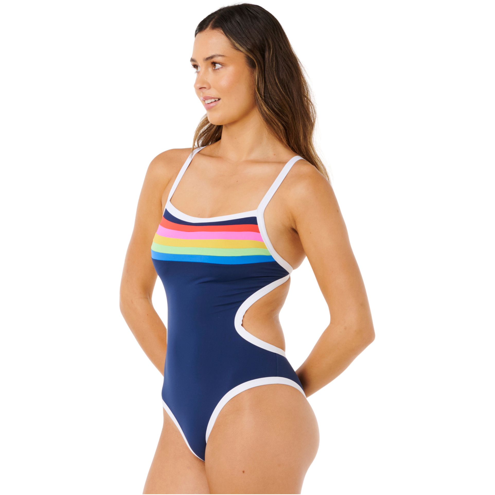 2026 Rip Curl Fato De Banho Feminino Surf Stripe Cheeky One Piece Swimsuit 0VVWSW - Dark Navy